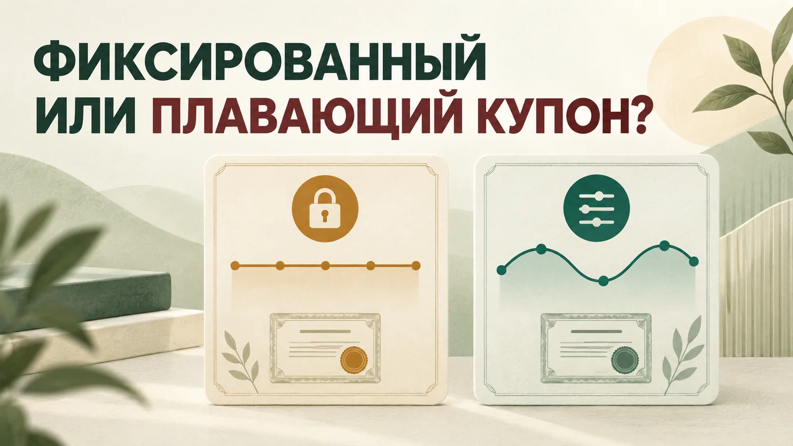 Светлая обложка со сравнением фиксированного и плавающего купона облигации